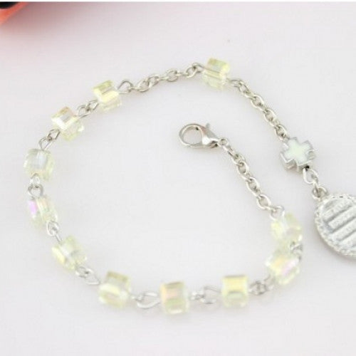 Metal Cross Square Crystal Charm Bracelets For Women