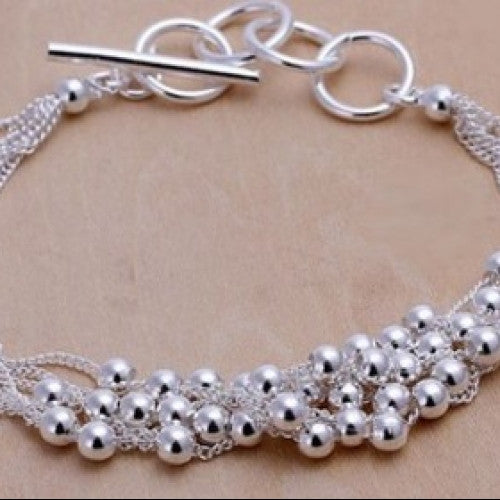 925 Sterling Silver Beads Toggle Bracelet For Women