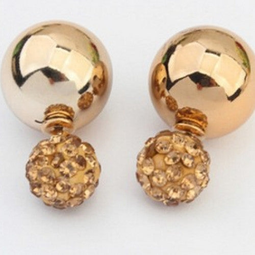 Double Pearl Women Earrings Gold Plated