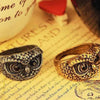 Retro Sweet Bird Owl Carve Feather Dress Round Ring